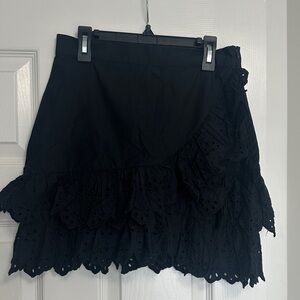 Zara Black Asymmetrical Skirt with Eyelet Detail